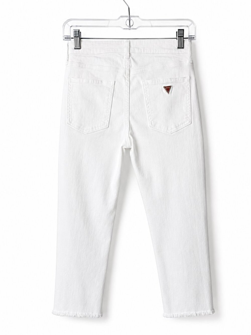 Guess White Cropped Jeans Women Size 26 High Rise Raw Hem Denim Pants - Picture 3 of 10